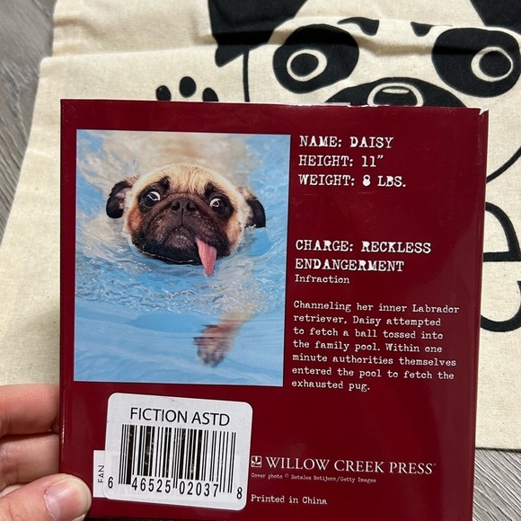 Pugs & Kisses 100% Cotton Tote with Pug Mugs Good Pugs Gone Bad Book NEW - Picture 4 of 9